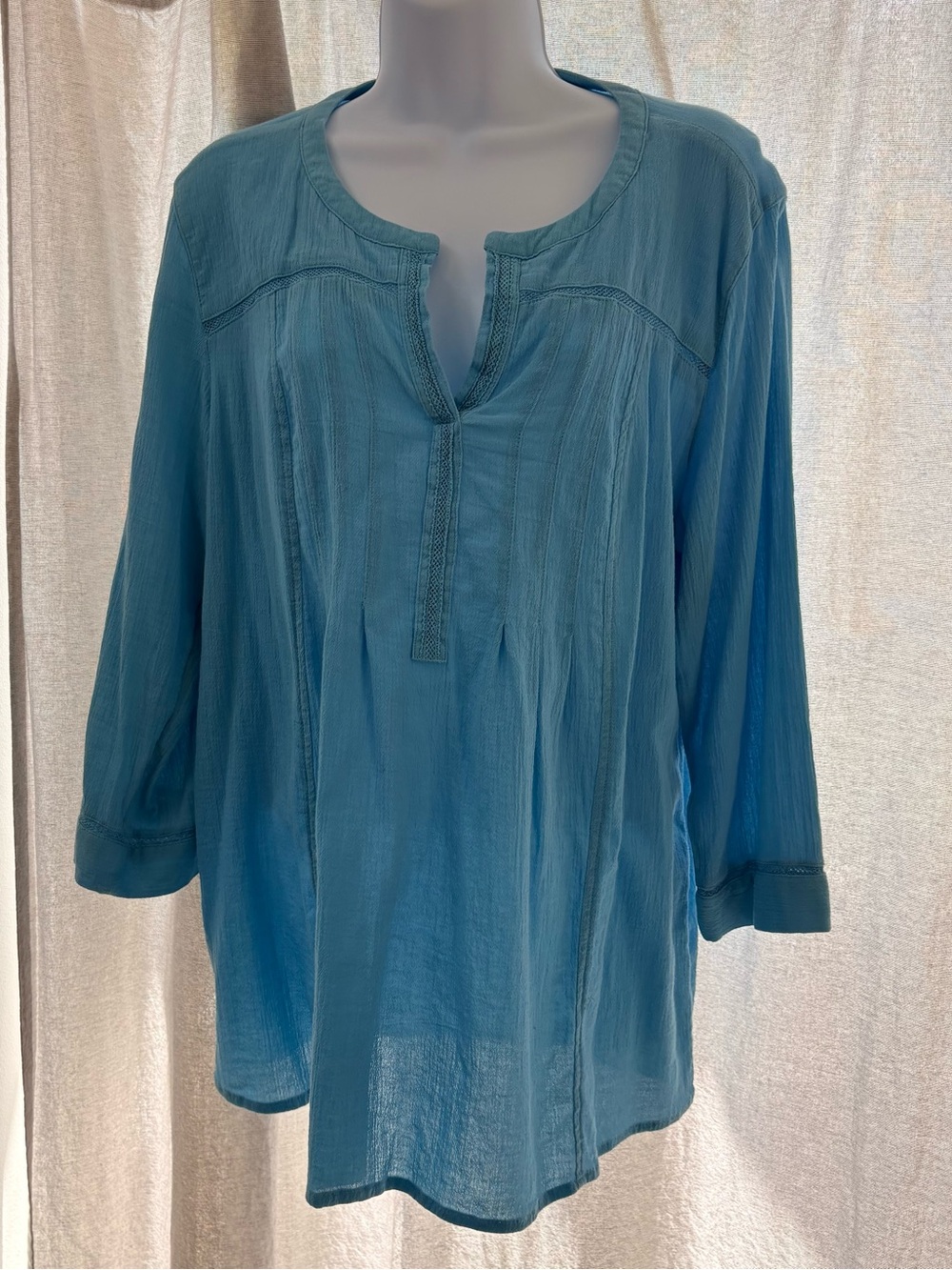 J Jill Light Blue Split V-Neck Cotton
Gauze Tunic Top Size M EUC